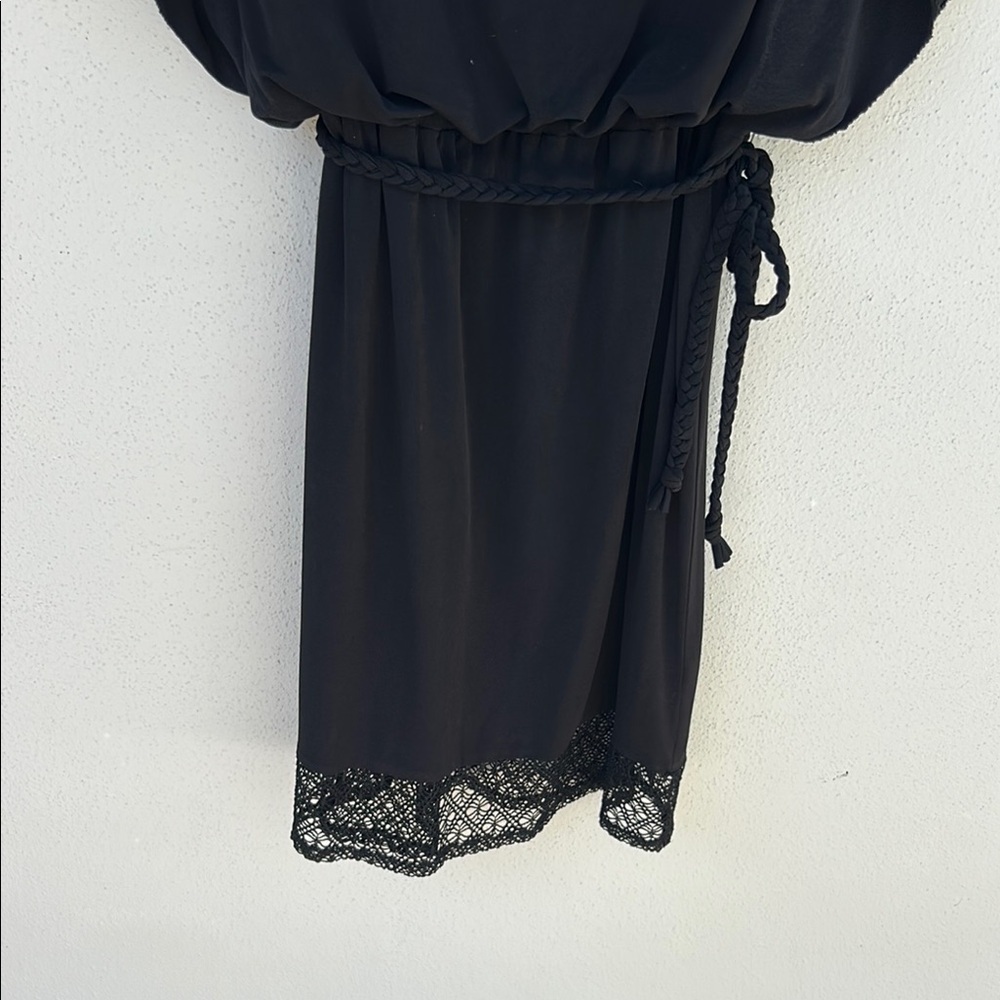 Chic Black Dress with Lace Trim by Sangria Size 10 - Picture 2 of 6